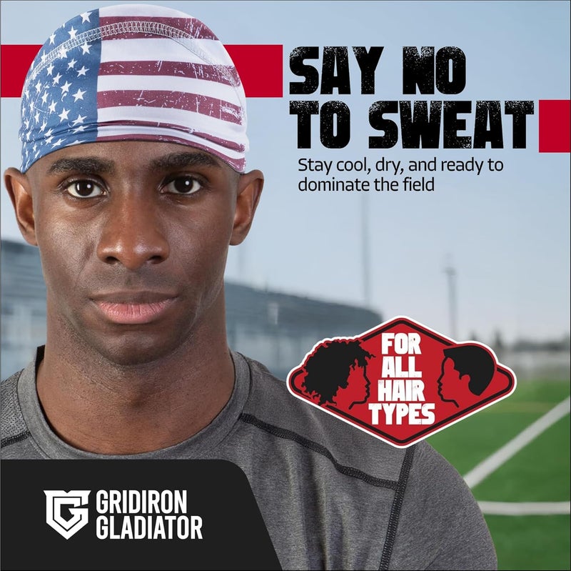 Gridiron Gladiator Football Bandana - Skull Headwrap, Sports Head Wrap for Men's Workout - Image 2